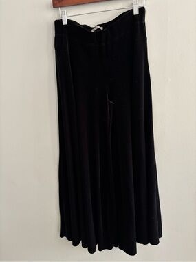 Nally & Millie Extra Wide Leg Palazzo Black Velvet Pants Size Small Stretchy